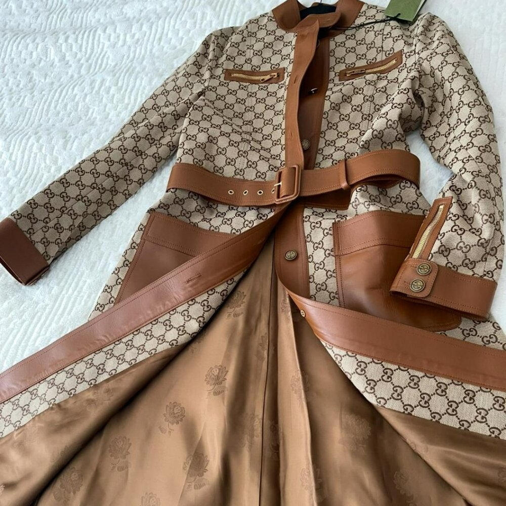 Brand New and Never Used with Tags Gucci canvas leather-trim trench coat - Picture 2 of 2
